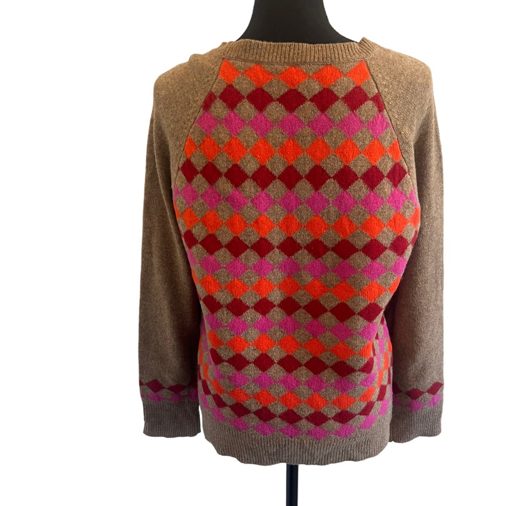 J.Crew 100% Lambswool Diamond Pattern Sweater Siz… - image 5